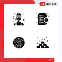 Universal Icon Symbols Group of 4 Modern Solid Glyphs of construction time female list business Editable Vector Design Elements