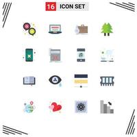 Pack of 16 Modern Flat Colors Signs and Symbols for Web Print Media such as merry environment briefcase eco portfolio Editable Pack of Creative Vector Design Elements