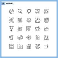 Universal Icon Symbols Group of 25 Modern Lines of sketch printing necklace print disco Editable Vector Design Elements