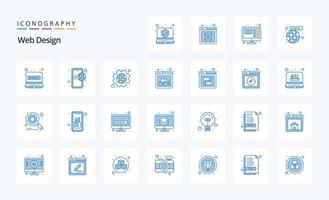 paquete de 25 iconos azules de diseño web vector