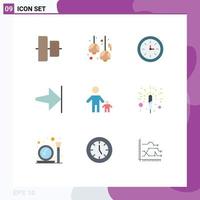 Modern Set of 9 Flat Colors Pictograph of family child device finish arrow Editable Vector Design Elements