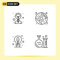 Pictogram Set of 4 Simple Filledline Flat Colors of creativity leaf pizza earth flask Editable Vector Design Elements