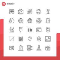 Modern Set of 25 Lines Pictograph of up lighting helm light home decorate Editable Vector Design Elements