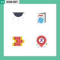 Group of 4 Flat Icons Signs and Symbols for biochemistry notebook laboratory pass hospital Editable Vector Design Elements