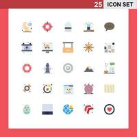 Mobile Interface Flat Color Set of 25 Pictograms of conversation person ux man storage Editable Vector Design Elements