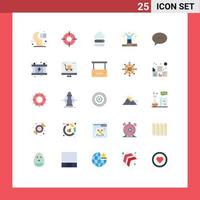 Mobile Interface Flat Color Set of 25 Pictograms of conversation person ux man storage Editable Vector Design Elements