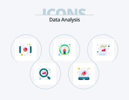 Data Analysis Flat Icon Pack 5 Icon Design. document. focus. analytics. report. pie vector