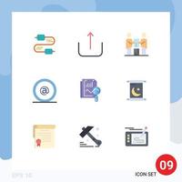 Set of 9 Modern UI Icons Symbols Signs for static mail cooperation id address Editable Vector Design Elements