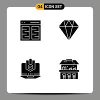 4 concepto de glifo sólido para sitios web móviles y aplicaciones columnas interfaz de computadora computadora portátil diamante elementos de diseño vectorial editables vector