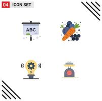 Universal Icon Symbols Group of 4 Modern Flat Icons of projector idea agriculture food setting Editable Vector Design Elements