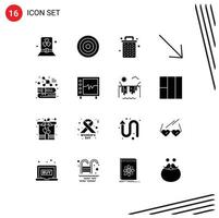 16 Creative Icons Modern Signs and Symbols of chemistry u user right garbage Editable Vector Design Elements