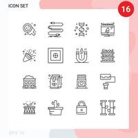 16 User Interface Outline Pack of modern Signs and Symbols of date bell sound genome gene Editable Vector Design Elements