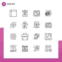 16 Thematic Vector Outlines and Editable Symbols of calculation accounting up monitor light Editable Vector Design Elements