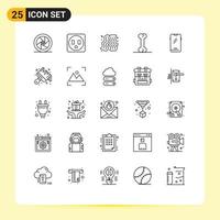 Pictogram Set of 25 Simple Lines of art android food mobile phone Editable Vector Design Elements