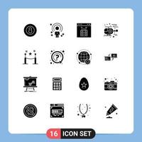 Pictogram Set of 16 Simple Solid Glyphs of hospital ambulance person server interface Editable Vector Design Elements