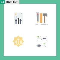 Pack of 4 Modern Flat Icons Signs and Symbols for Web Print Media such as arrow pencil graph designer islam Editable Vector Design Elements