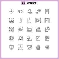 Universal Icon Symbols Group of 25 Modern Lines of charge industrial sea engineering cogs Editable Vector Design Elements