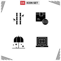 4 Creative Icons Modern Signs and Symbols of bamboo shop leaves code protection Editable Vector Design Elements