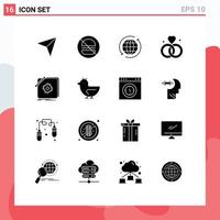 Set of 16 Modern UI Icons Symbols Signs for design v global rings arrow Editable Vector Design Elements