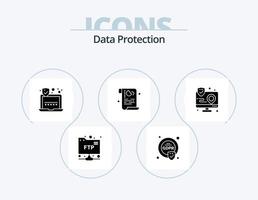 Data Protection Glyph Icon Pack 5 Icon Design. interaction. action. security. security. policy vector