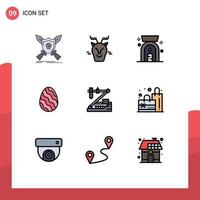 User Interface Pack of 9 Basic Filledline Flat Colors of chemistry spring reindeer nature egg Editable Vector Design Elements