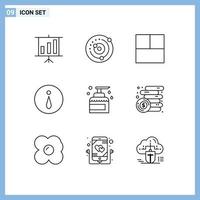 Outline Pack of 9 Universal Symbols of spray keeping grid house information Editable Vector Design Elements