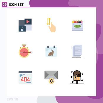 User Interface Pack of 9 Basic Flat Colors of stopwatch optimization down management paint Editable Vector Design Elements