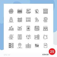 Pack of 25 Modern Lines Signs and Symbols for Web Print Media such as market making barcode mind study Editable Vector Design Elements