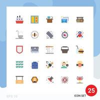 Pictogram Set of 25 Simple Flat Colors of mail email computer table office Editable Vector Design Elements