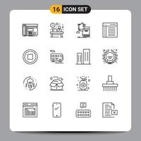 Set of 16 Commercial Outlines pack for communication app hour growth learning Editable Vector Design Elements