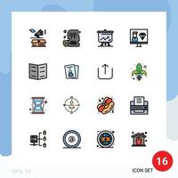 Pictogram Set of 16 Simple Flat Color Filled Lines of programmer develop memory coding graph Editable Creative Vector Design Elements