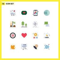 Pictogram Set of 16 Simple Flat Colors of cypress businessman geometric achieve structure Editable Pack of Creative Vector Design Elements