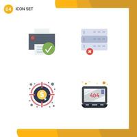 Pack of 4 creative Flat Icons of computers currency gadget data graph Editable Vector Design Elements