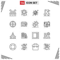 Set of 16 Modern UI Icons Symbols Signs for network bug seo shield games Editable Vector Design Elements