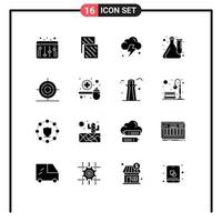 Modern Set of 16 Solid Glyphs and symbols such as education laboratory farming lab culture Editable Vector Design Elements