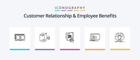 Customer Relationship And Employee Benefits Line 5 Icon Pack Including labortary. movie. theory. theater. logo. Creative Icons Design vector