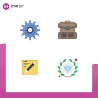 User Interface Pack of 4 Basic Flat Icons of cog browser tool bag text Editable Vector Design Elements