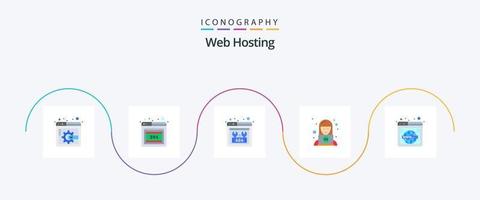 Web Hosting Flat 5 Icon Pack Including world. web. repair. search. service vector