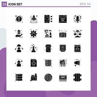 Set of 25 Commercial Solid Glyphs pack for site error connect development share Editable Vector Design Elements