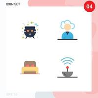 Pack of 4 Modern Flat Icons Signs and Symbols for Web Print Media such as board room scary person antenna Editable Vector Design Elements