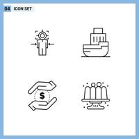 4 Creative Icons Modern Signs and Symbols of man transfer achieve logistic dollar Editable Vector Design Elements