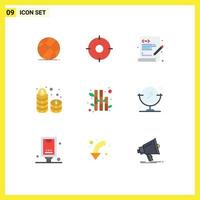 Universal Icon Symbols Group of 9 Modern Flat Colors of bamboo cash coding stack coins Editable Vector Design Elements