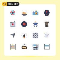 Pack of 16 creative Flat Colors of forward fast image database warning Editable Pack of Creative Vector Design Elements