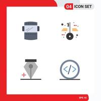 Set of 4 Vector Flat Icons on Grid for welding mask pen weld keys coding Editable Vector Design Elements