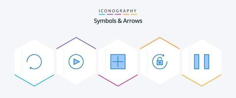 Symbols and Arrows 25 Blue icon pack including . plus. pause vector