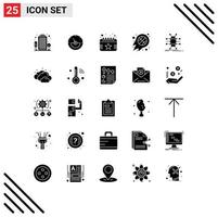 Modern Set of 25 Solid Glyphs and symbols such as distribution nba calendar fire ball Editable Vector Design Elements