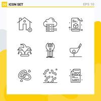 Pictogram Set of 9 Simple Outlines of sdk king cloud crown page Editable Vector Design Elements