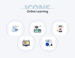 Online Learning Flat Icon Pack 5 Icon Design. learning. online. globe. graduation. study vector
