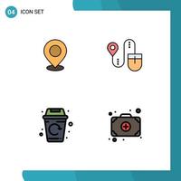 4 Universal Filledline Flat Color Signs Symbols of location location marker point computer Editable Vector Design Elements