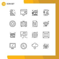 User Interface Pack of 16 Basic Outlines of medical configuration bus seo mobile Editable Vector Design Elements